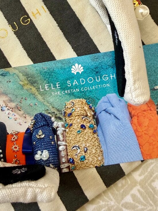 LELE SADOUGHI Slim Knotted Crystal Headband Ivory Multi Embellished $145 NWT main image 5